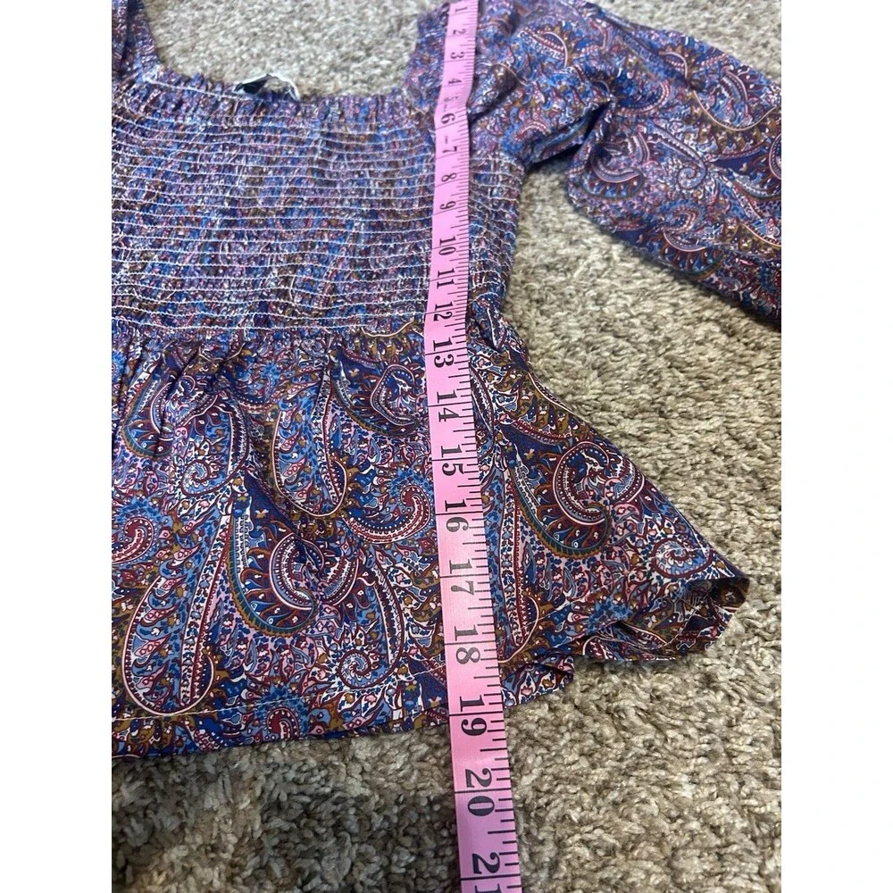 J. Crew Puff-sleeve Smocked Top Liberty® Tropical Prince print Romantic Women S